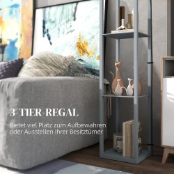 Lattiavalaisin hyllyllä, 3 tasoa, MDF, 26 x 26 x 160 cm, vaaleanharmaa