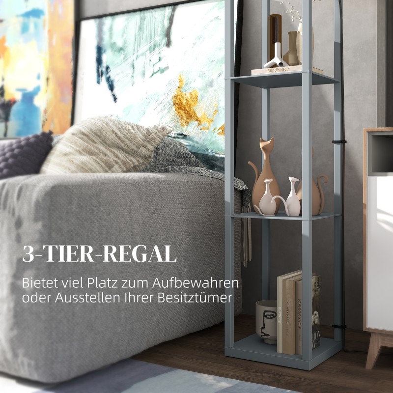 Lattiavalaisin hyllyllä, 3 tasoa, MDF, 26 x 26 x 160 cm, vaaleanharmaa