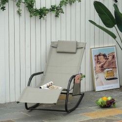 Keinuva lepotuoli ulkokäyttöön metalli ja mesh 150 x 62 x 88 cm musta/vaaleanharmaa