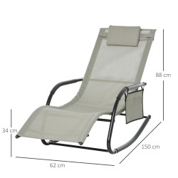 Keinuva lepotuoli ulkokäyttöön metalli ja mesh 150 x 62 x 88 cm musta/vaaleanharmaa