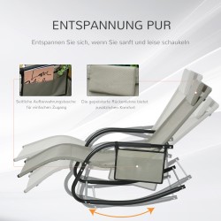 Keinuva lepotuoli ulkokäyttöön metalli ja mesh 150 x 62 x 88 cm musta/vaaleanharmaa