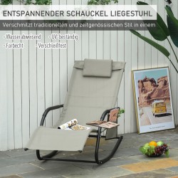 Keinuva lepotuoli ulkokäyttöön metalli ja mesh 150 x 62 x 88 cm musta/vaaleanharmaa