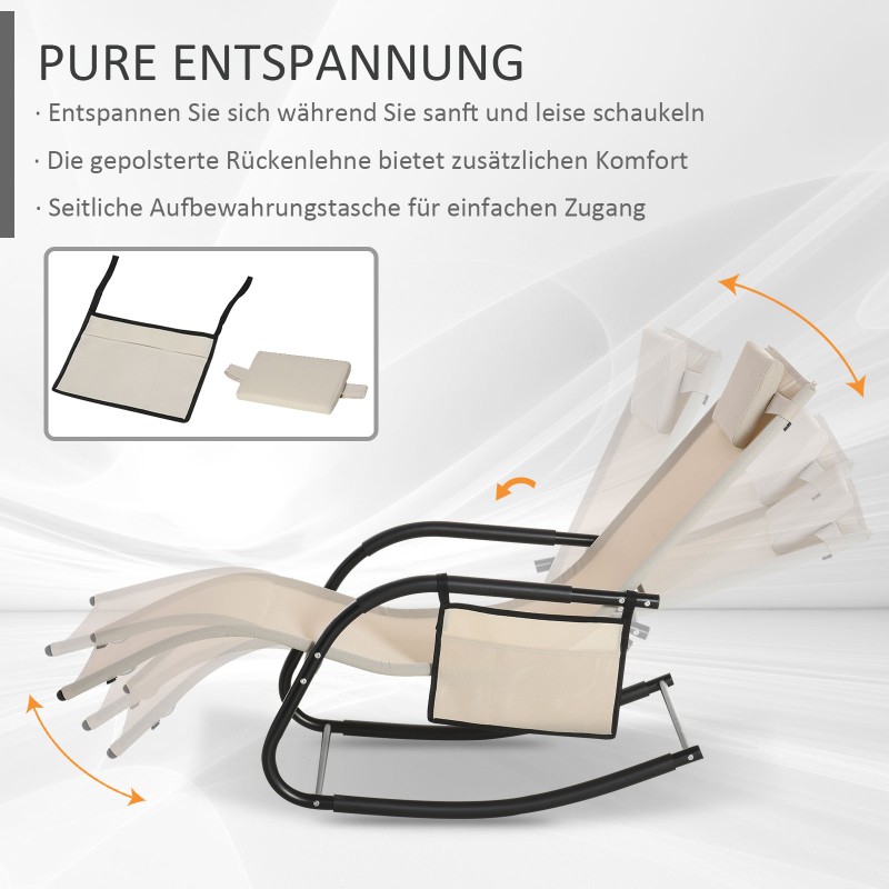 Metallinen puutarhan keinutuoli verkkokankaalla 150 x 62 x 88 cm beige