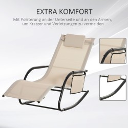 Metallinen puutarhan keinutuoli verkkokankaalla 150 x 62 x 88 cm beige