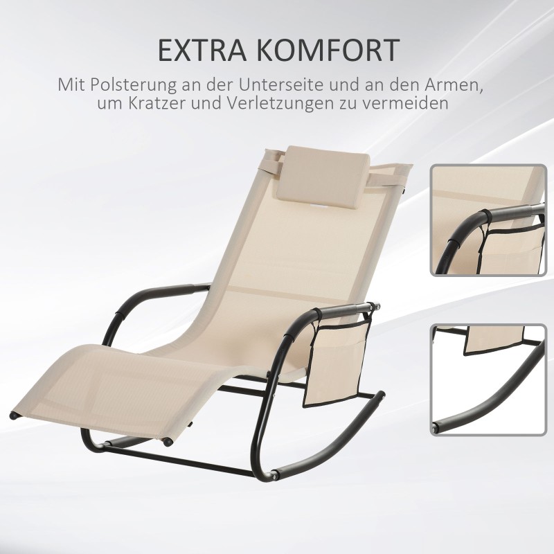 Metallinen puutarhan keinutuoli verkkokankaalla 150 x 62 x 88 cm beige