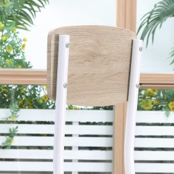 Ruokailuryhmä 3-osainen, pöytä ja 2 tuolia, metalli ja MDF, 70 x 70 cm, luonnonpuu/valkoinen