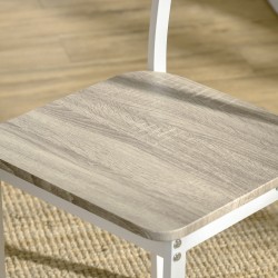 Ruokailuryhmä pieniin tiloihin, taitettava pöytä ja 2 tuolia, MDF/teräs, 110 x 70 x 75 cm, valkoinen/luonnonpuu