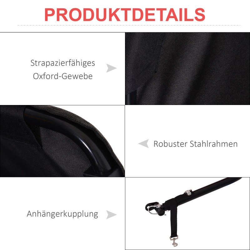 Polkupyörän tavarankuljetuskärry 40 kg, teräsrunko ja Oxford-laatikko, 20" renkaat, punainen/musta