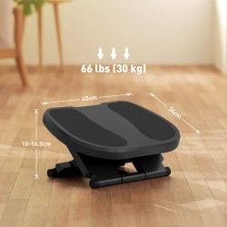 Ergonominen jalkatuki työpöydän alle, säädettävä korkeus ja kallistus, muovi, harmaa