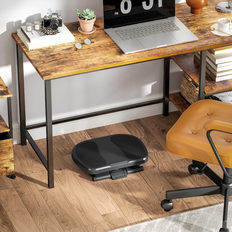 Ergonominen jalkatuki työpöydän alle, säädettävä korkeus ja kallistus, muovi, harmaa