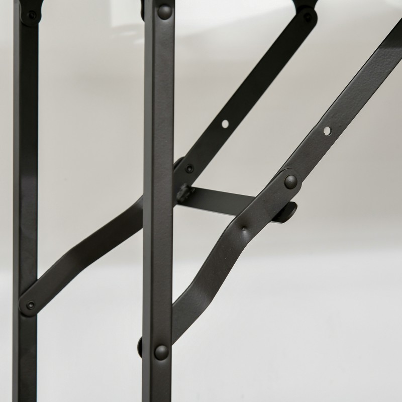 Keittiövaunu taitettavalla pöytätasolla, 2 tasoa ja avoin hylly, lastulevy/metalli, 118 x 36,5 x 82 cm, ruskea