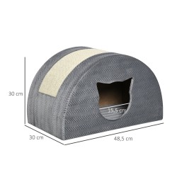 Kissan maja raapimisalustalla E1-lastulevyä ja sisalia 48,5 x 30 x 30 cm harmaa