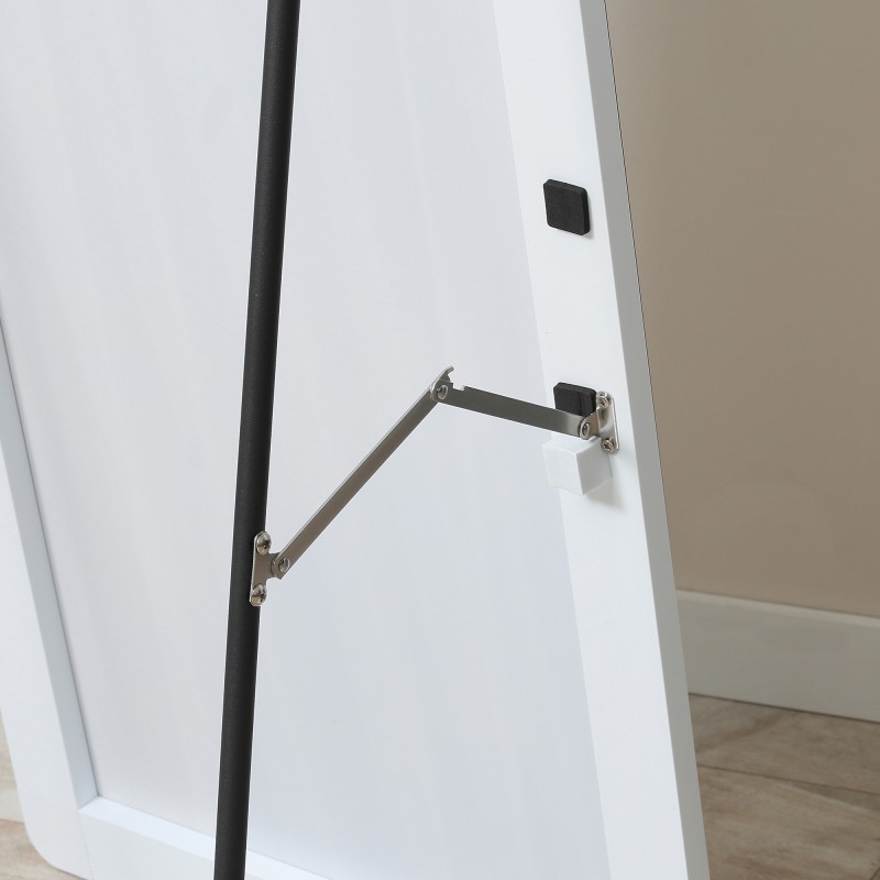 Täyspitkä seisova ja seinälle kiinnitettävä peili, alumiinikehys 45 x 37 x 158,5 cm, hopea