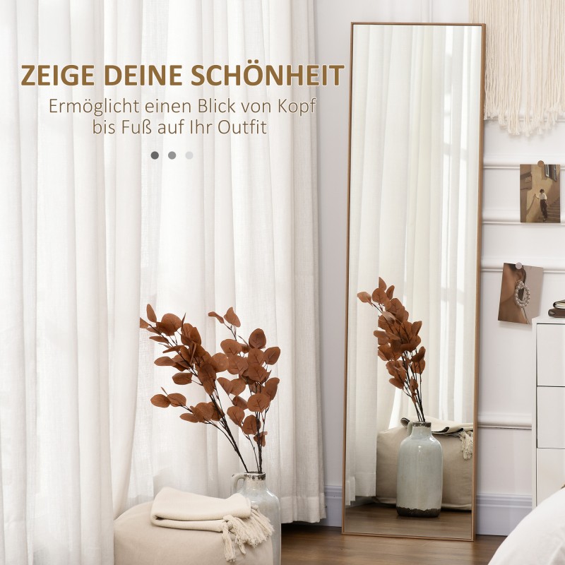 Koko vartalon lattiapeili jalustalla MDF-kehyksellä 40 x 150 cm hopea/vaaleanruskea