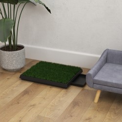 Koiran wc ja pentualusta tekonurmella, sisäkäyttöön, muovi, 63 x 51 cm, vihreä/musta