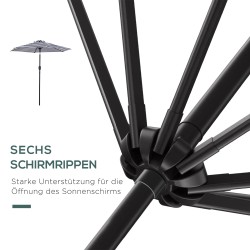 Aurinkovarjo ulkokäyttöön teräsrunko Ø230 x 216 cm sinivalkoraidallinen