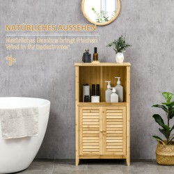 Bambukylpyhuonekaappi säilytyskaappi avoimella hyllyllä 50 x 25,5 x 92 cm natur