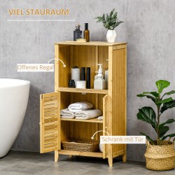 Bambukylpyhuonekaappi säilytyskaappi avoimella hyllyllä 50 x 25,5 x 92 cm natur