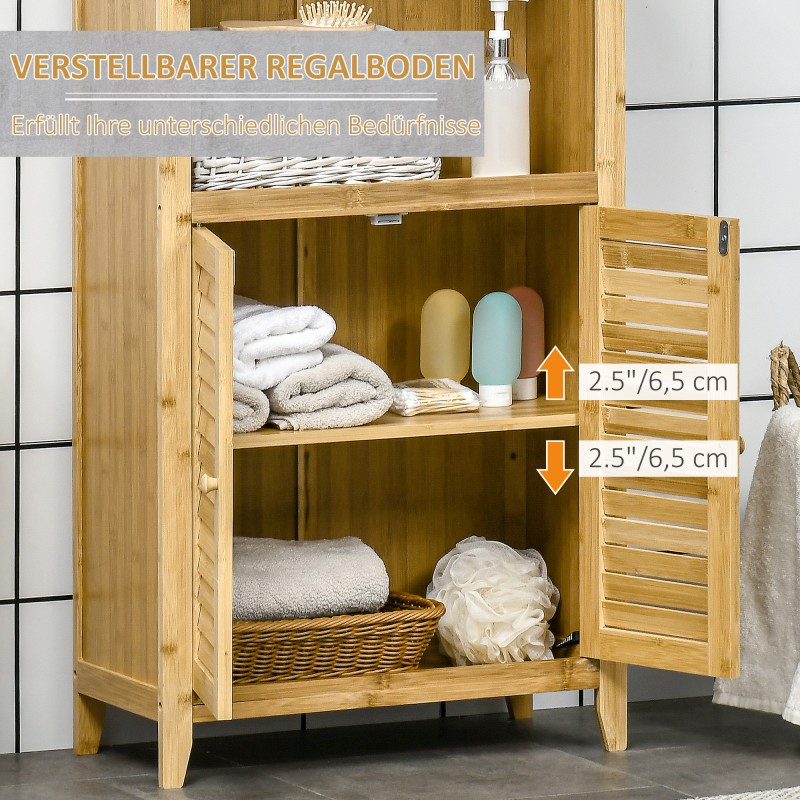 Bambukylpyhuonekaappi säilytyskaappi avoimella hyllyllä 50 x 25,5 x 92 cm natur