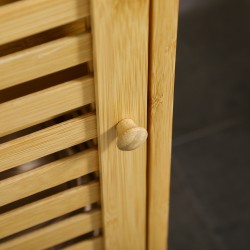 Bambuinen kylpyhuonekaappi säleovella, säädettävä hylly, luonnonpuu, 30 x 19,9 x 70 cm