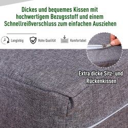 Puutarhan ulkokalustesetti 4 osaa, alumiini-polyesteri, harmaa, sohva+2 nojatuolia+pöytä säilytystilalla