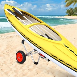 Kajakkikärry / veneenkuljetuskärry alumiinia, puhkeamattomat renkaat, taitettava, 75 kg, 75 x 43 x 46 cm, hopea