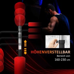 Nyrkkeilyständi 4-in-1, korkeussäädettävä 160–230 cm, vapaa seisova, punainen
