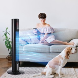 Tornituuletin kaukosäätimellä, 70° kääntyvä, 3 tilaa, 3 nopeutta, ajastin 12 h, 96 cm, musta