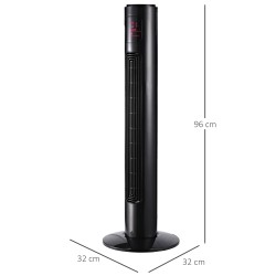 Tornituuletin kaukosäätimellä, 70° kääntyvä, 3 tilaa, 3 nopeutta, ajastin 12 h, 96 cm, musta