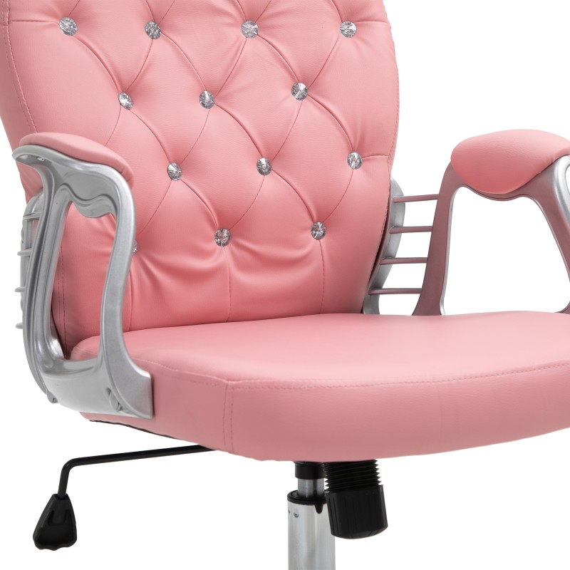 Ergonominen työtuoli kotitoimistoon, keinonahka, korkeussäädettävä ja kallistuva, vaaleanpunainen