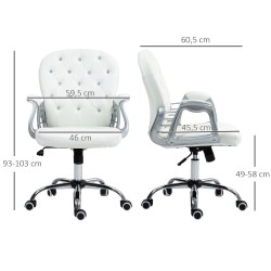 Ergonominen työtuoli käsinojilla, keinonahka, korkeussäädettävä, valkoinen