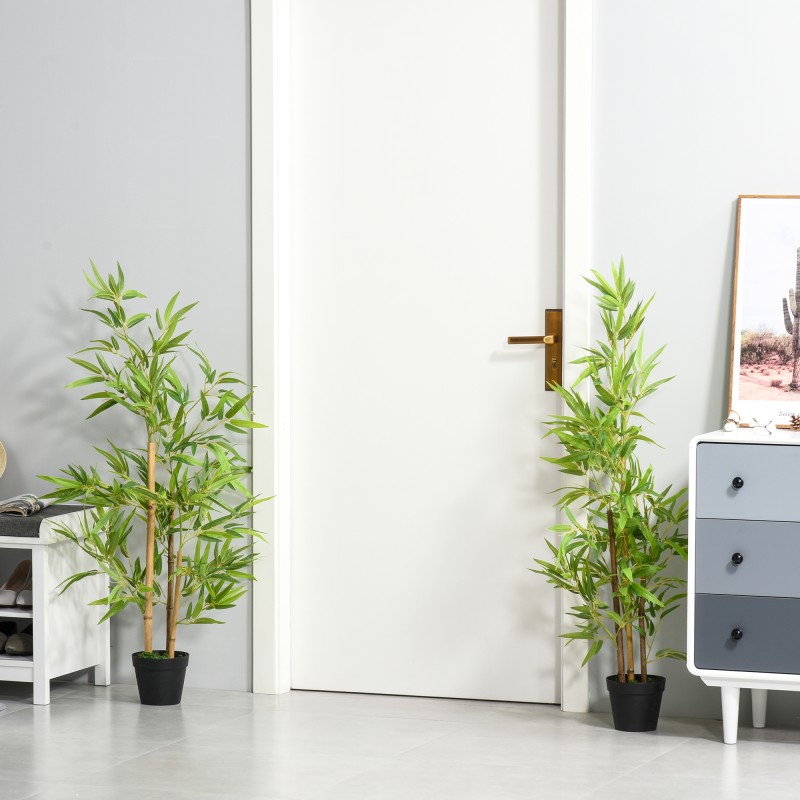 Tekobambu ruukussa 120 cm, vihreä muovinen koristekasvi sisä- ja ulkokäyttöön
