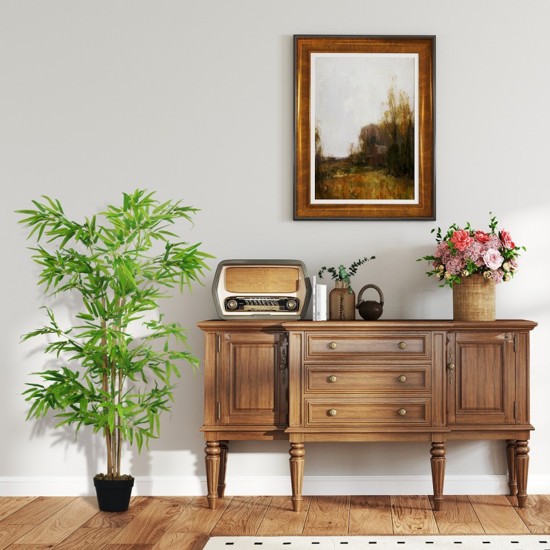 Tekobambu ruukussa, keinotekoinen bambukasvi sisä- ja ulkokäyttöön, muovi, 150 cm, vihreä