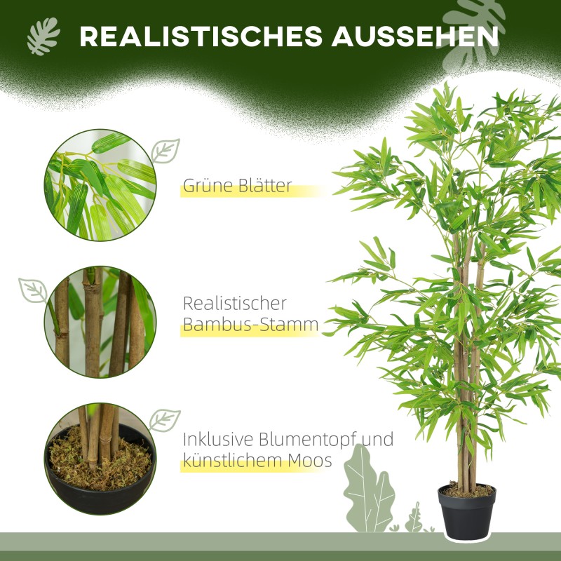 Tekobambu ruukussa, keinotekoinen bambukasvi sisä- ja ulkokäyttöön, muovi, 150 cm, vihreä