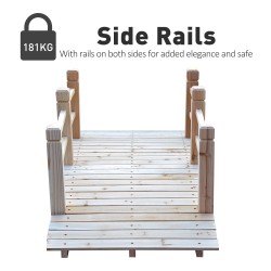 Puutarhasilta kaiteilla, kuusipuuta, 152,5 x 67 x 48 cm, kantavuus 181 kg, luonnollinen väri