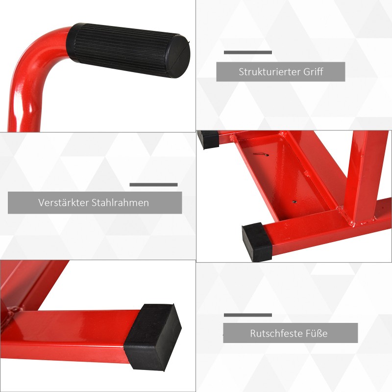 Moottoripyöränostin terästä 150 kg kantavuus säädettävä korkeus 27,5–39,5 cm punainen