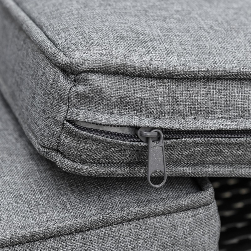 Ulkosohva 3 istuttava polyrottinki teräsrunko 173x68x78 cm harmaa tyynyillä