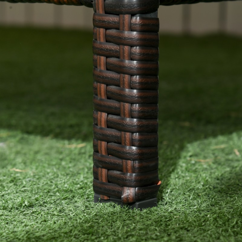 3-istuttava puutarhasohva tyynyillä, teräsrunko ja ruskea polyeteenipunos, 173 x 68 x 78 cm