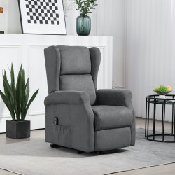 Sähköinen lepotuoli nousuavustimella, pellavakankaan kaltainen, 200 kg, 74x94x111 cm, tummanharmaa