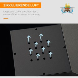 Tulisija ja tulisija-grilli terästä 45 x 45 x 34 cm kipinäsuojalla ja tarvikkeilla musta