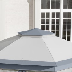 Puutarhateltta kokoontaitettava 4 x 4 m kuusikulmainen hyttysverkoilla harmaa/valkoinen