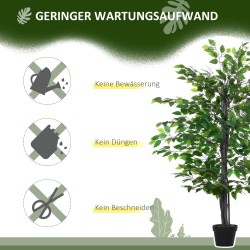 Tekoficus ruukussa 145 cm, muovinen ja tekstiilinen viherkasvi, vaaleanvihreä/tummanvihreä