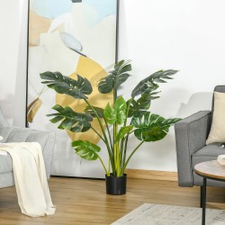 Tekoviherkasvi monstera ruukussa 110 cm, sisä- ja ulkokäyttöön, vihreä-musta