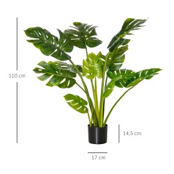 Tekoviherkasvi monstera ruukussa 110 cm, sisä- ja ulkokäyttöön, vihreä-musta