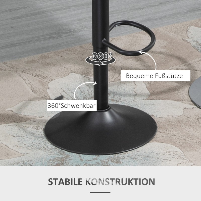 Baarijakkara 2 kpl setti, nahkajäljitelmä, pyörivä ja korkeussäädettävä, metallirunko, 47 x 52 x 87–109 cm, harmaa