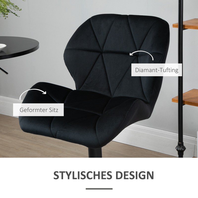 Baarituoli 2 kpl setti, kääntyvä ja korkeussäädettävä samettipintainen ilman käsinojia, musta