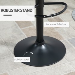 Baarijakkarasetti keittiöön, keinonahka ja metalli, säädettävä 61–81 cm, 2 kpl, musta