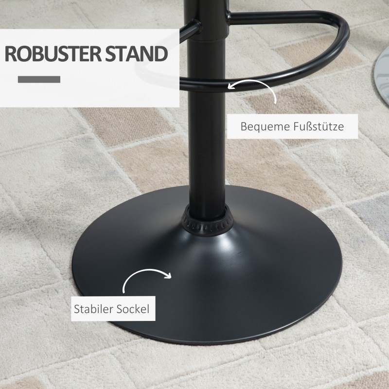 Baarijakkarasetti keittiöön, keinonahka ja metalli, säädettävä 61–81 cm, 2 kpl, musta