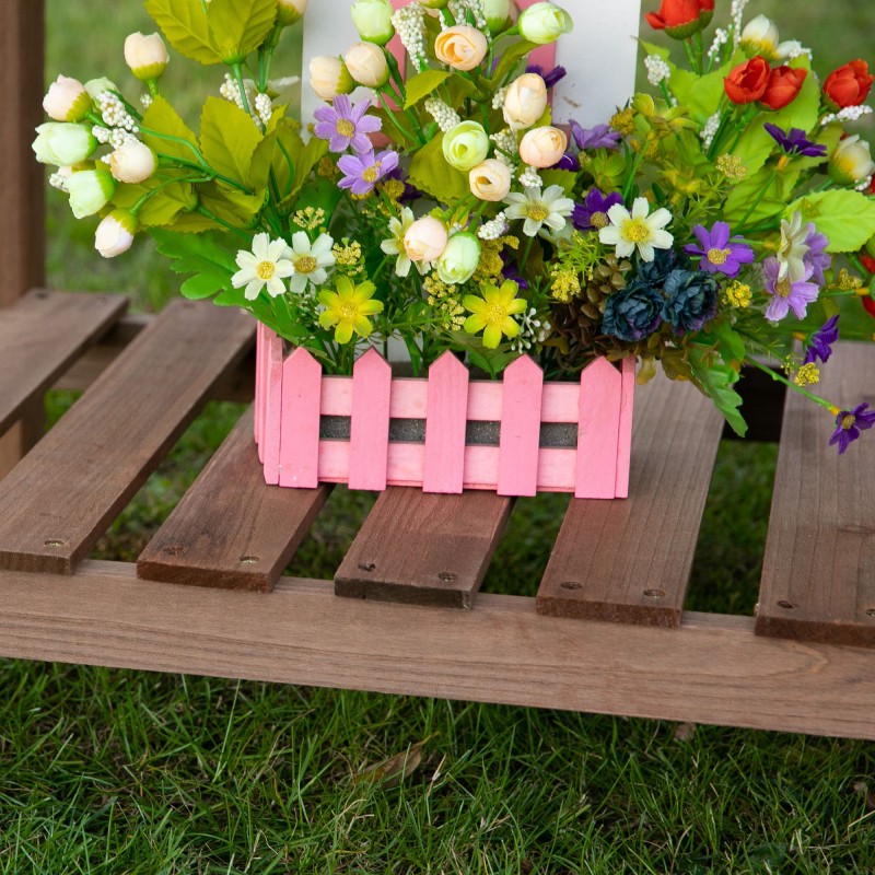 Korkea viljelylaatikko puutarhaan, kuusipuuta, 8 jaettua lokeroa, hylly ja taitettava sivutaso, 123 x 54 x 80 cm, ruskea