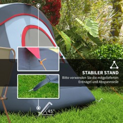 Retkeilyteltta 5–6 hengelle, tunnelikupoliteltta, 3000 mm vesipilari, 4,55 x 2,3 x 1,8 m, vaaleanharmaa/musta